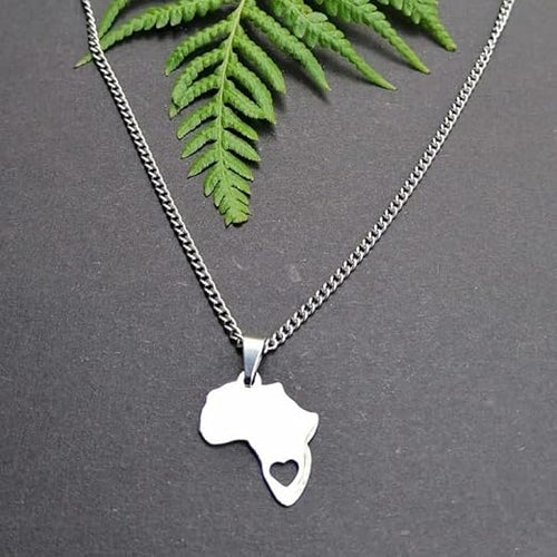 Africa Heart Map Necklace