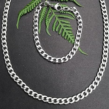 Cuban Link Chain & Bracelet Set - Stainless steel