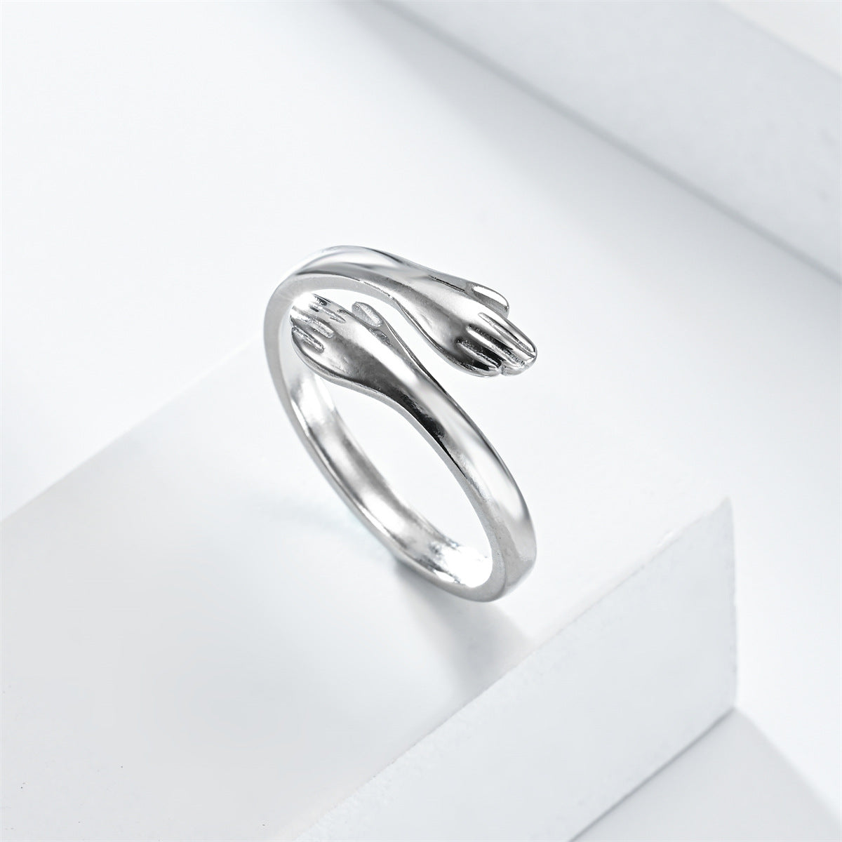 The Embrace Ring — Silver Hug Ring for Couples - Stainless steel