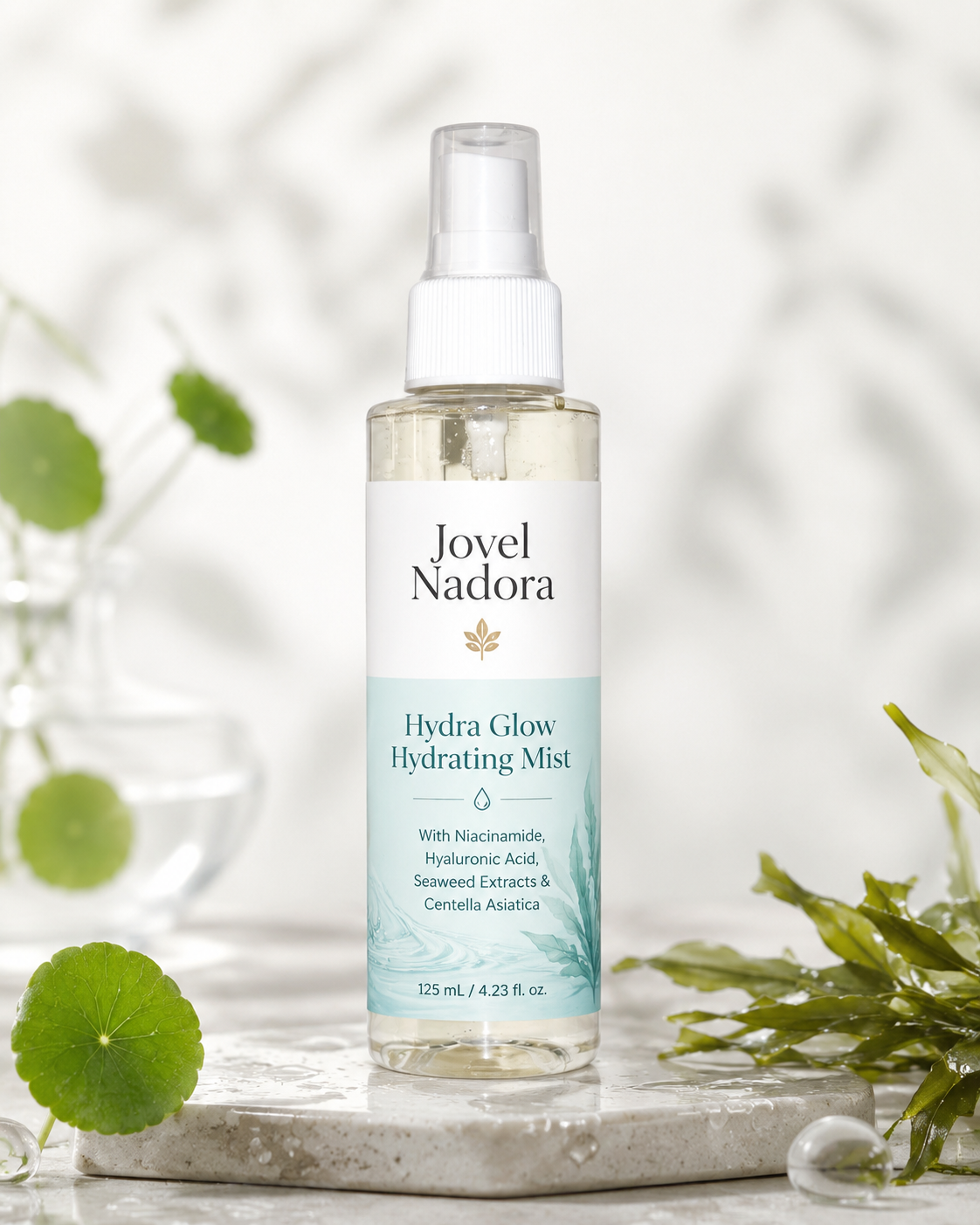 Jovel Nadora Hydra Glow Hydrating Mist with Niacinamide, Hyaluronic Acid, Seaweed Extracts & Centella Asiatica — 125ml