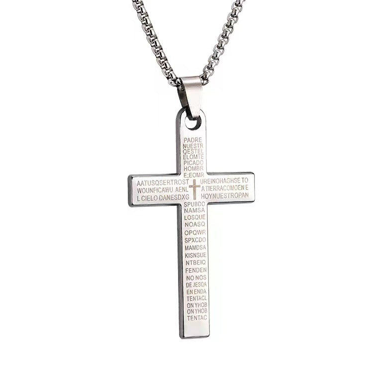 Lord's Prayer Cross Pendant Necklace