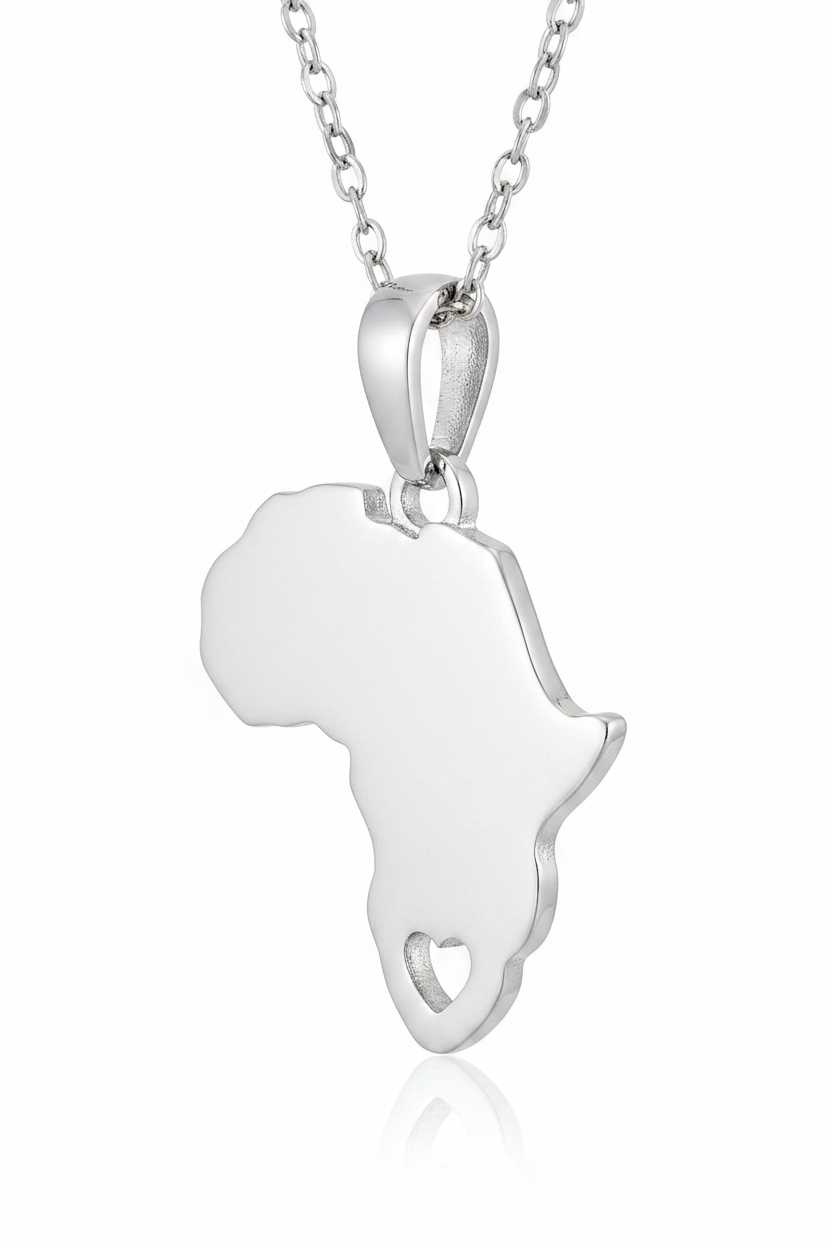 Africa Heart Pendant – Angled View