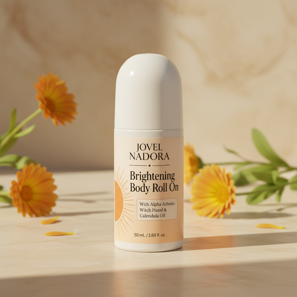Jovel Nadora Brightening Body Roll On golden editorial