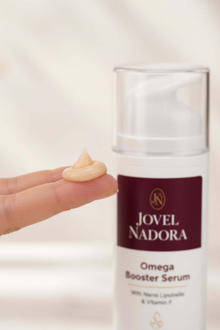 Jovel Nadora Omega Booster Serum nourishing serum pump close-up