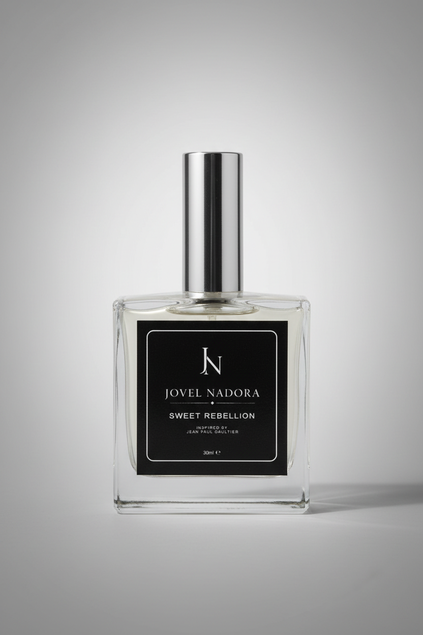 Sweet Rebellion Jovel Nadora Eau de Parfum inspired by Jean Paul Gaultier – grey gradient background