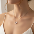 Entangled Hearts Pendant worn - lifestyle shot