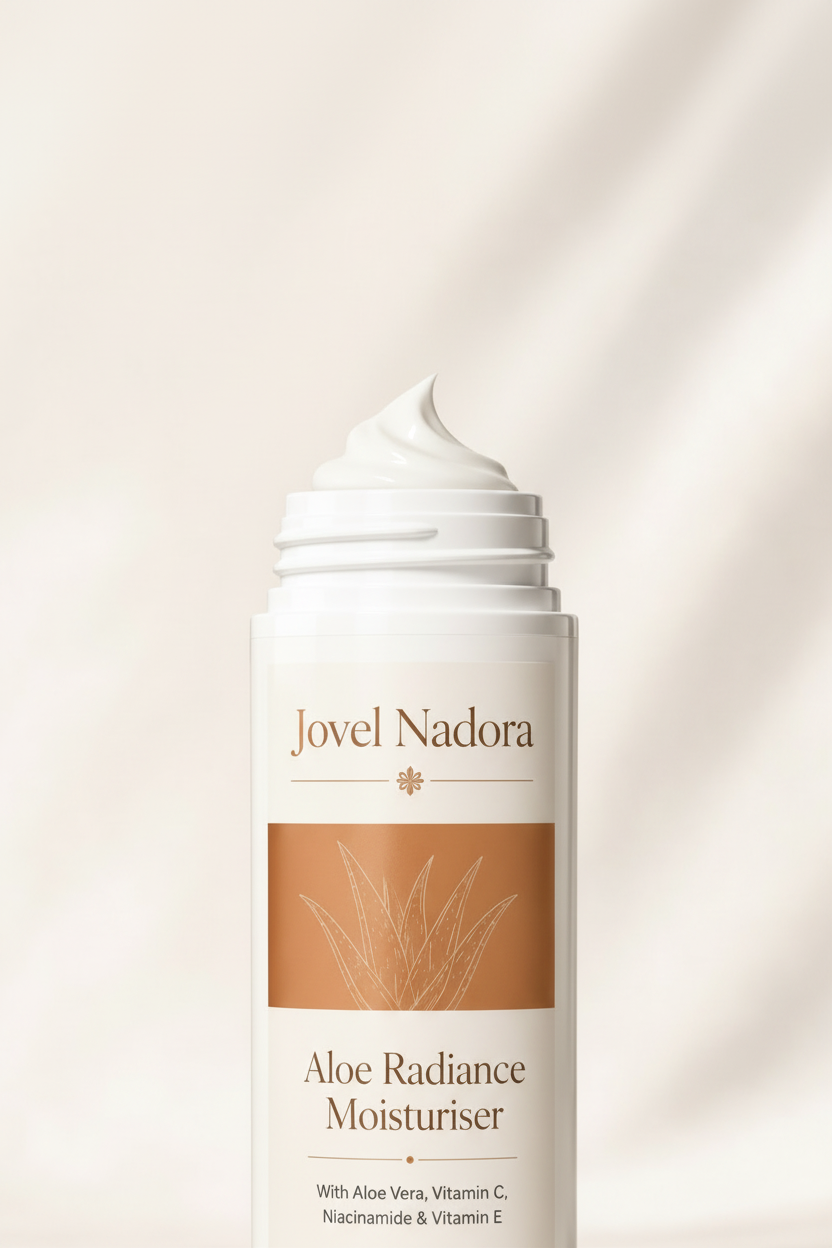 Jovel Nadora Aloe Radiance Moisturiser cream pump close-up